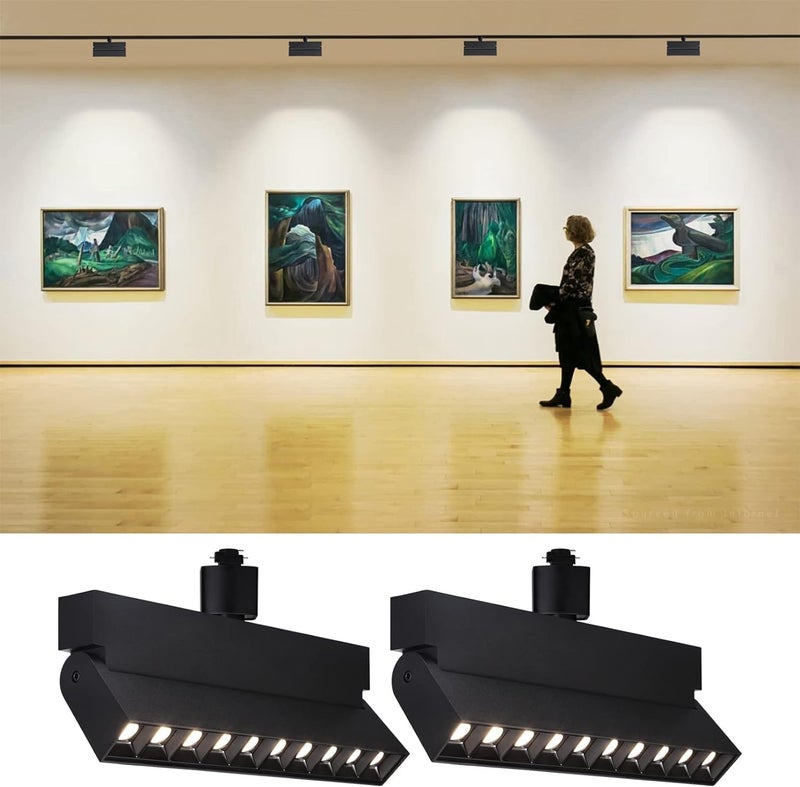 LEONLITE 24W Dimmable LED Track Lighting Heads, for H Type Track Rails, 100-277V, ETL Listed, CRI90, 1300LM, Flicker Free Ceiling Track Light Fixtures for Art, 4000K Cool White, Black, Pack of 2 - Image 1